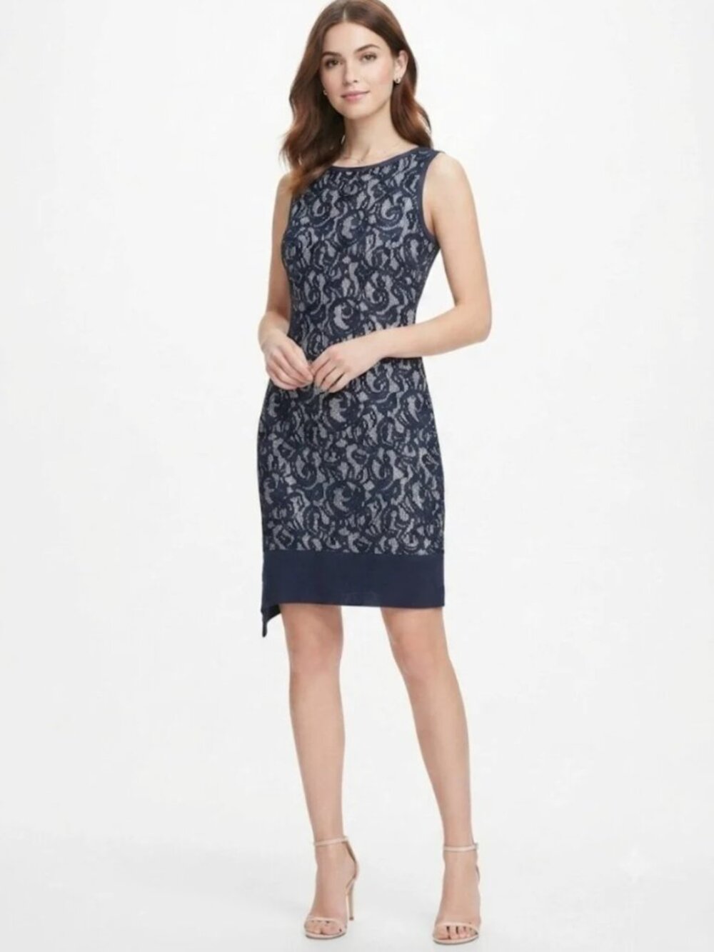 Brooks Brothers Navy Lace Sleeveless Sheath Dress